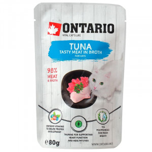ONTARIO CAT POUCH TUNA konservi kaķiem Tuncis buljonā 80g